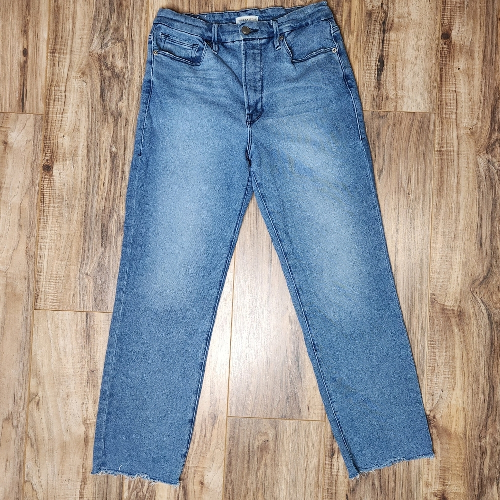 Good American Distressed Raw Hem Jeans 10